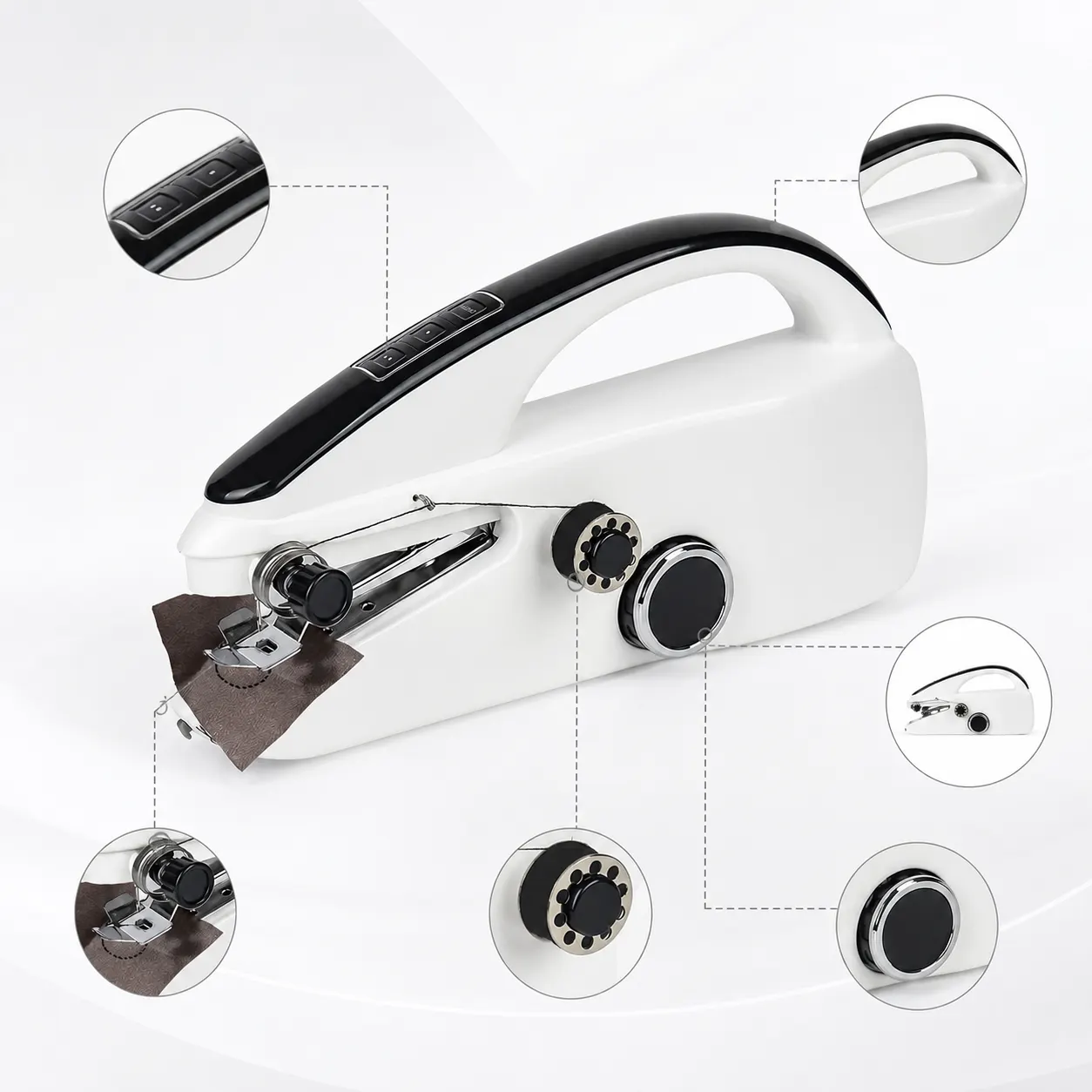 Handheld Sewing Machine controls and screen