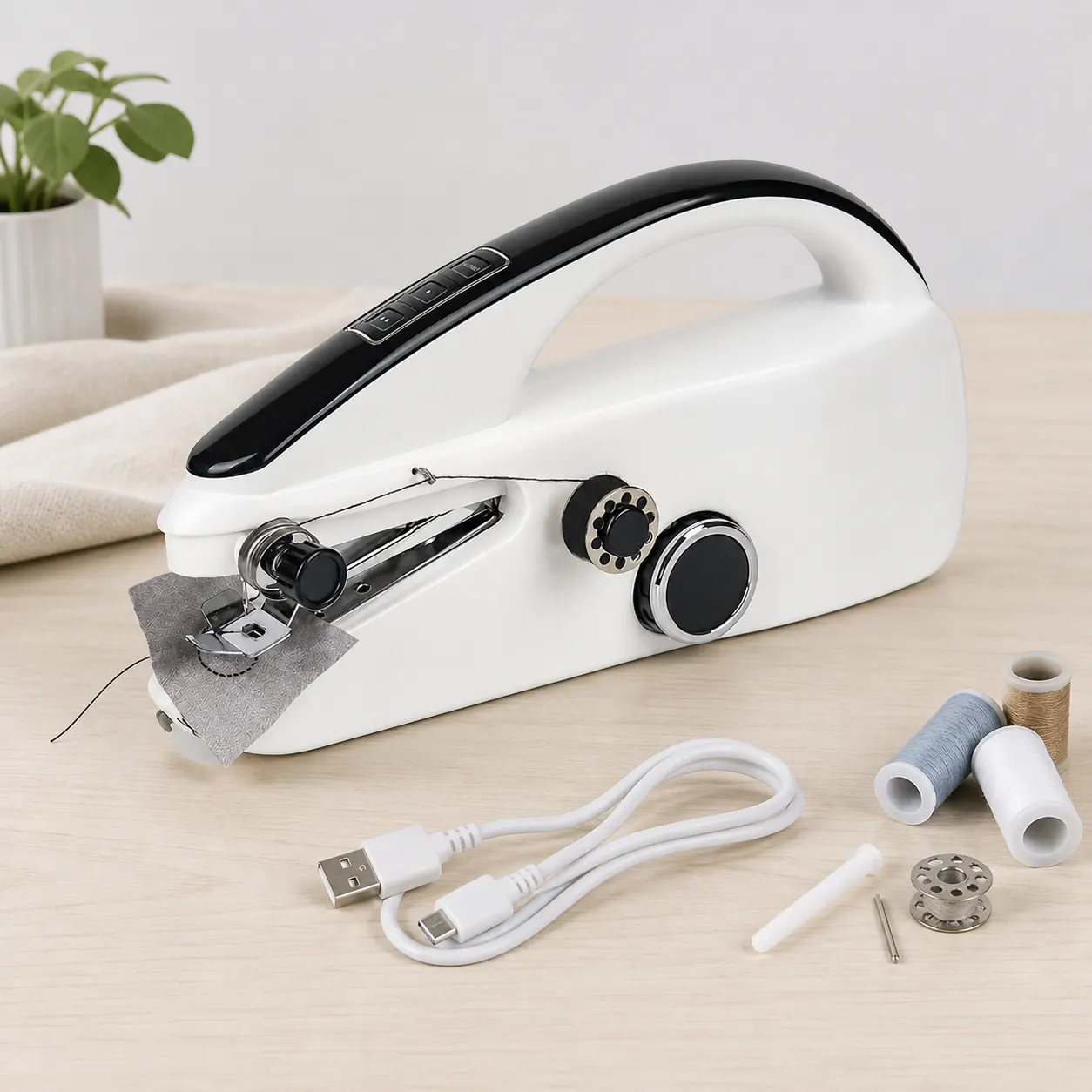 Handheld Sewing Machine in use